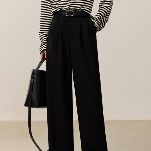 Draped Wide-Leg Trousers