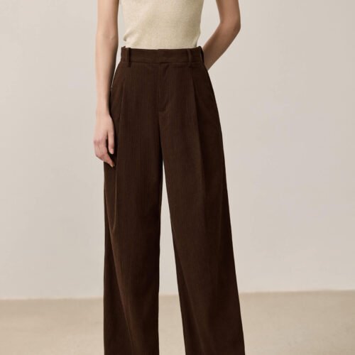 Melange High-Waist Wide-Leg Pants