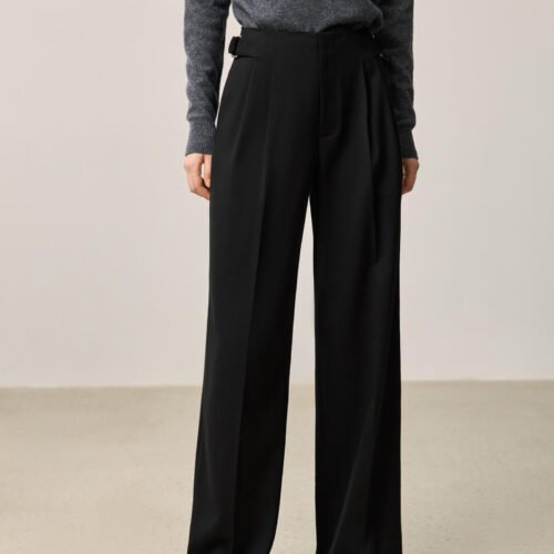 Classic Black Wide-Leg Work Pants