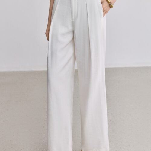 Linen Blend Straight-Leg Pants