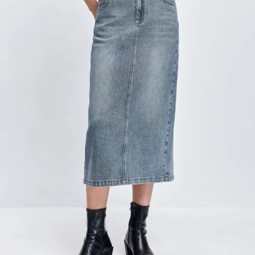 Embellished Denim Midi Skirt