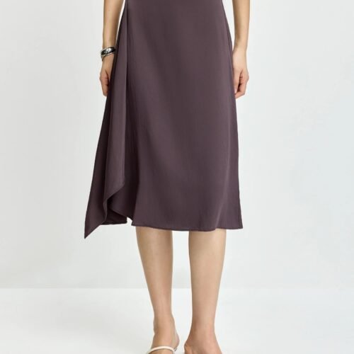 Asymmetric Wool-Blend A-Line Skirt