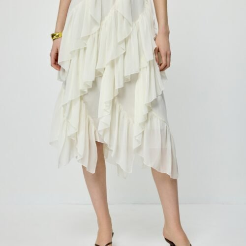 Asymmetric Tiered Midi Skirt