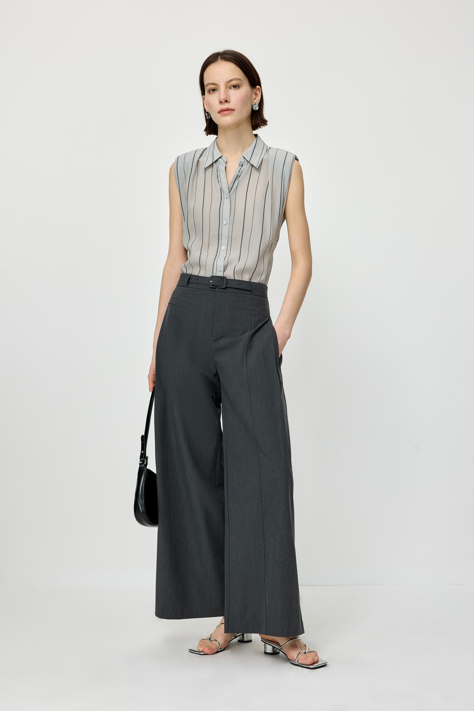 Striped Shoulder-Pad Vest - Image 2