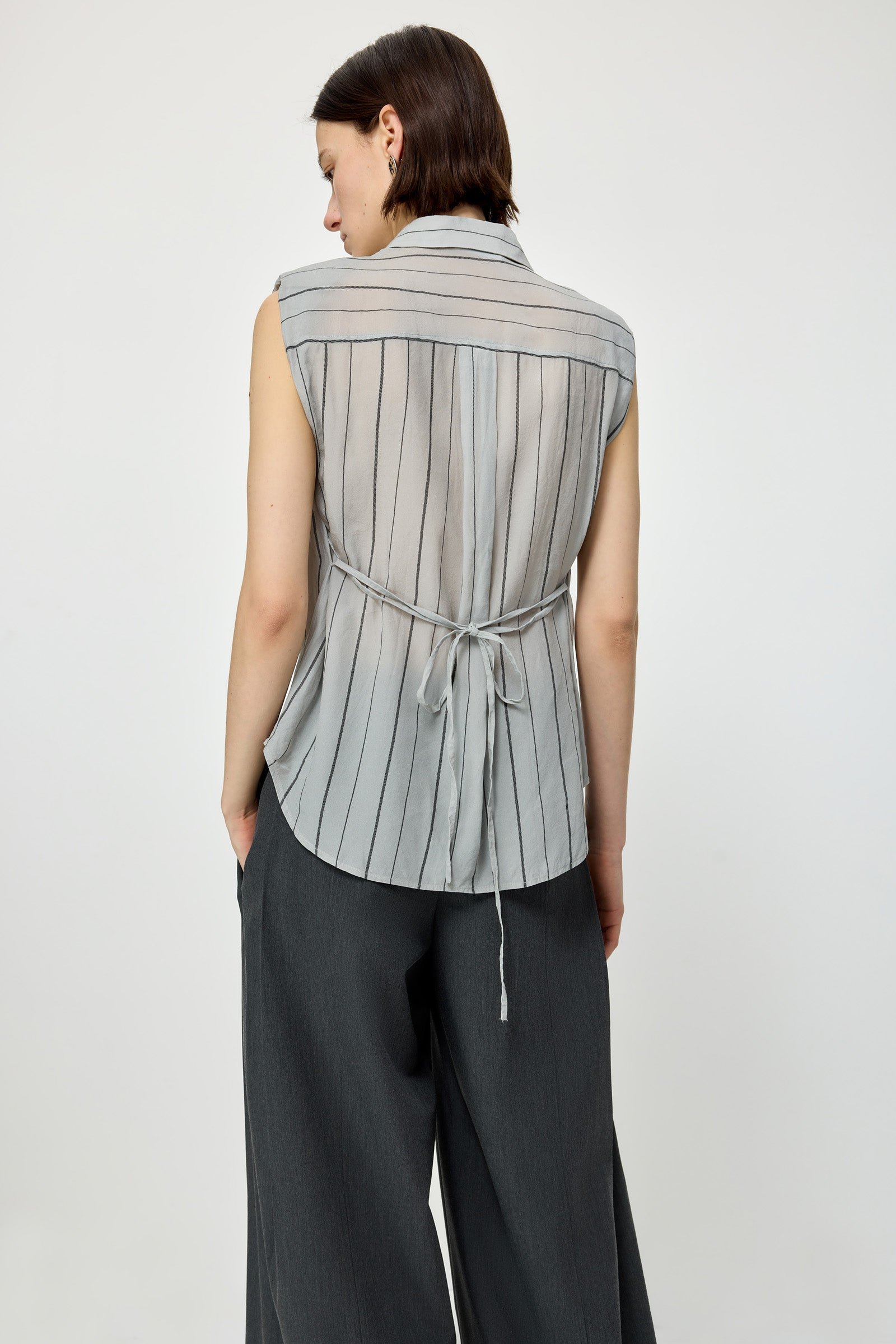 Striped Shoulder-Pad Vest - Image 6