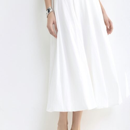 Bubble Hem A-Line Midi Skirt