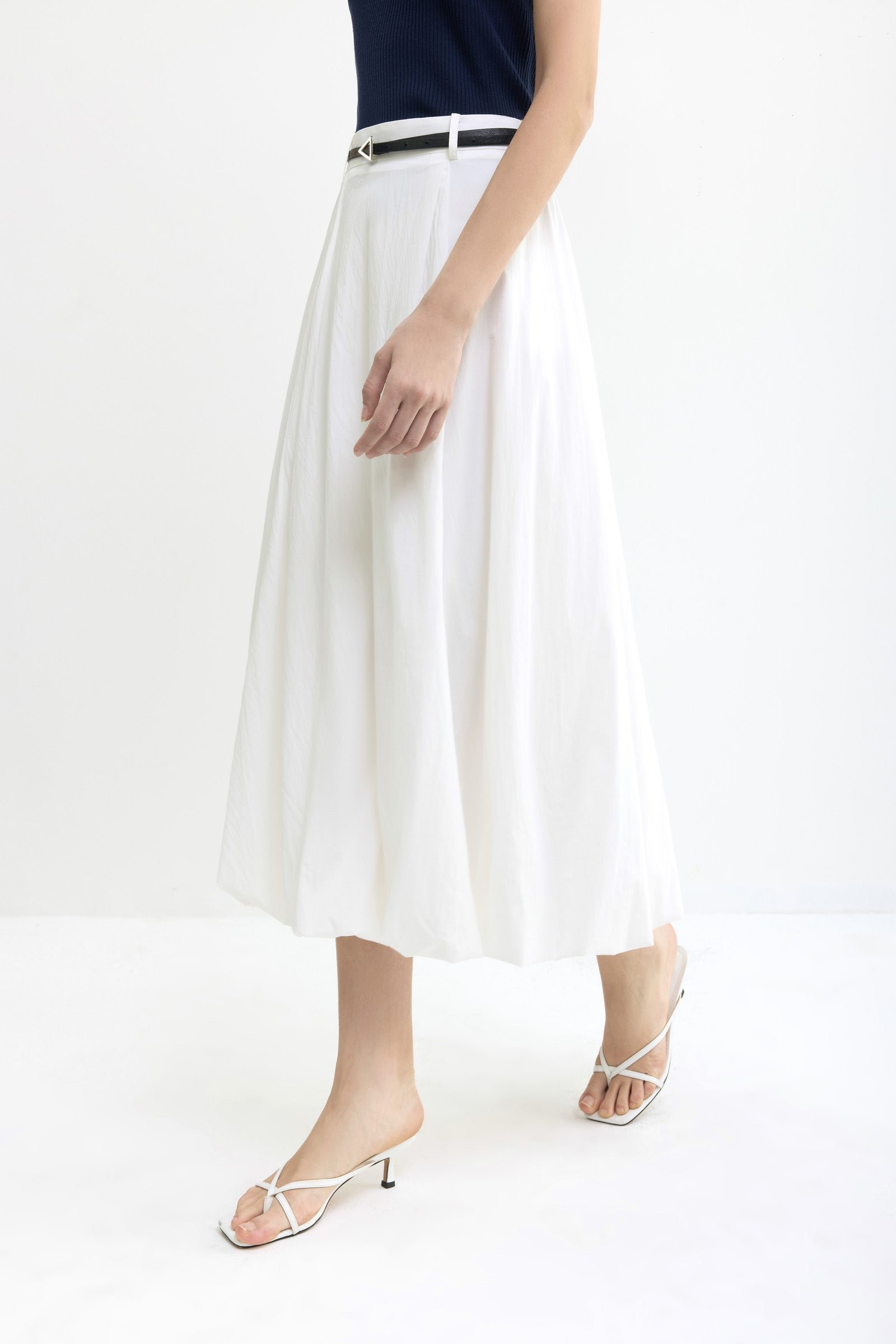 Bubble Hem A-Line Midi Skirt - Image 5