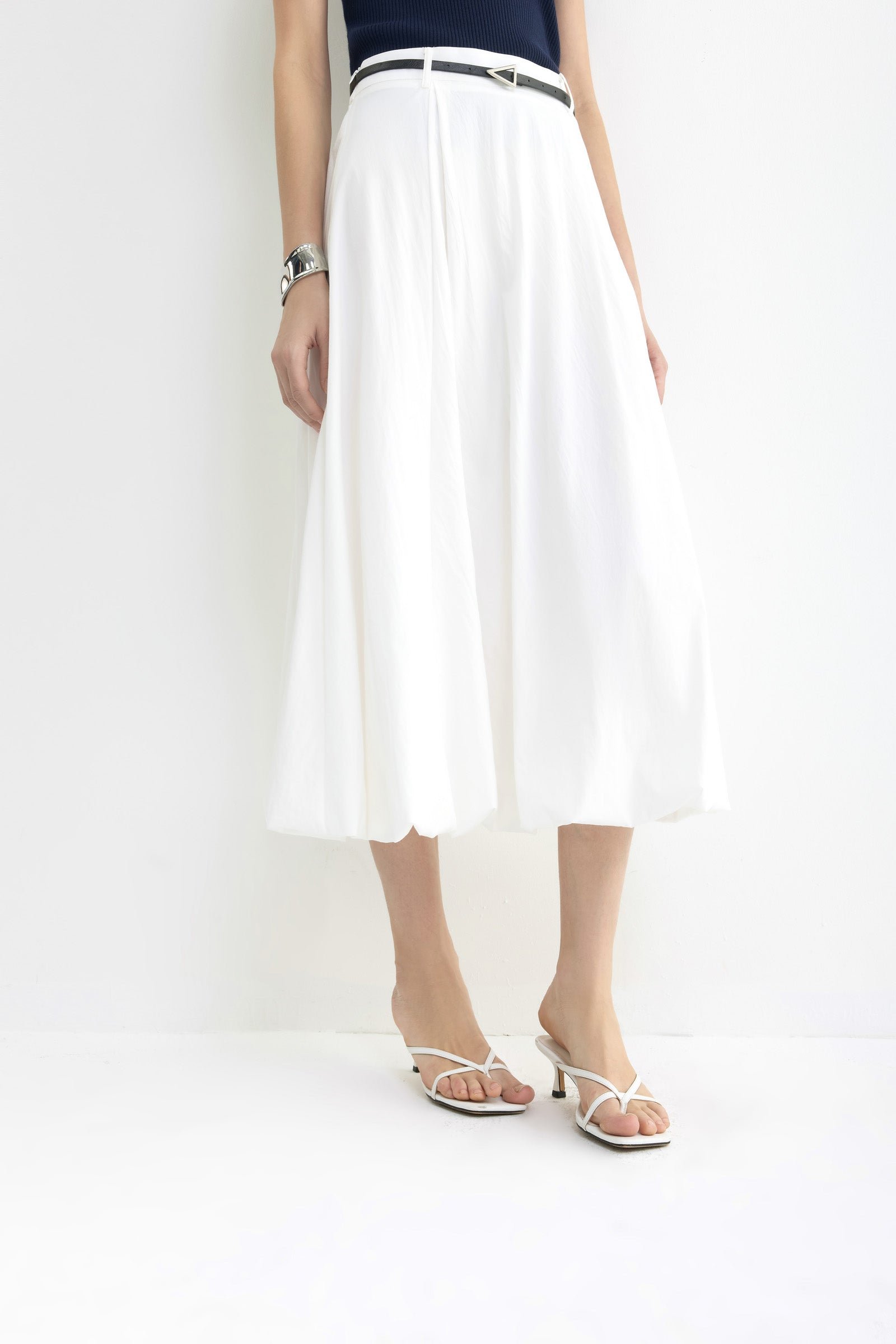 Bubble Hem A-Line Midi Skirt - Image 6