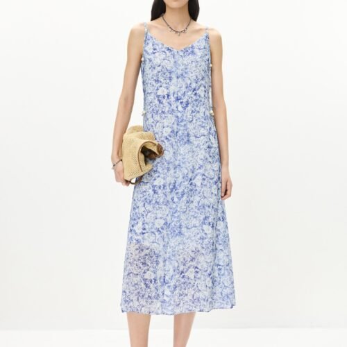 Beaded Tie-Strap Floral Dress