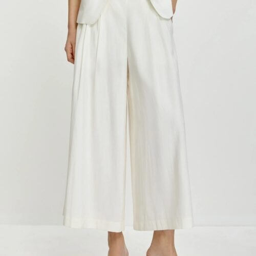 Linen-Blend Wide-Leg Culottes