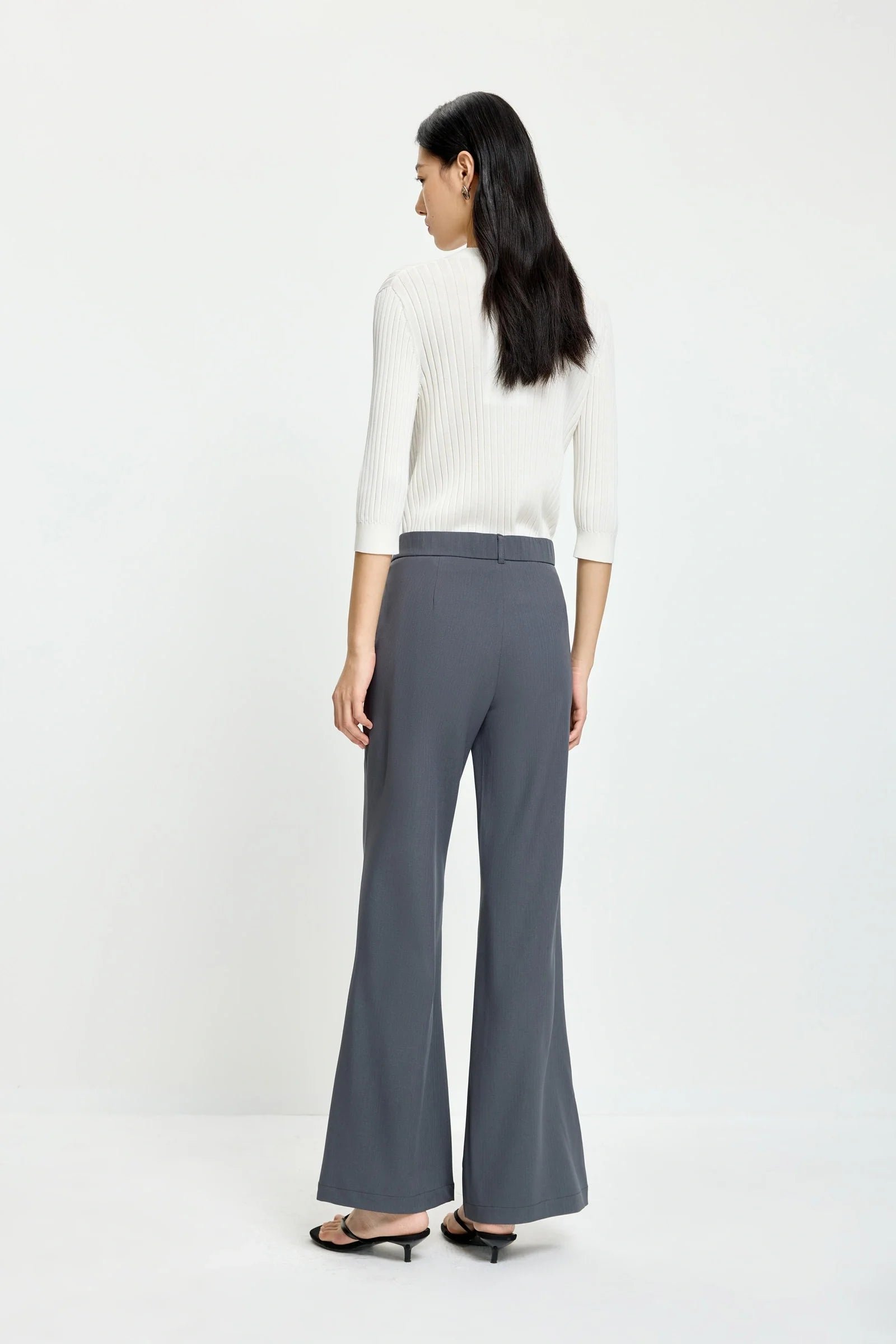 Grey Slim Elastic-Waist Trousers - Image 5