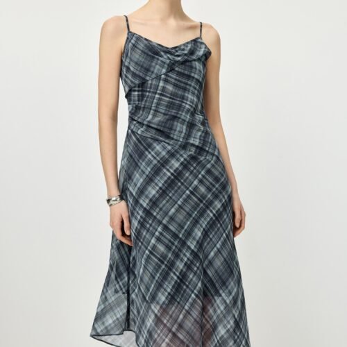 Plaid Square-Neck Dress