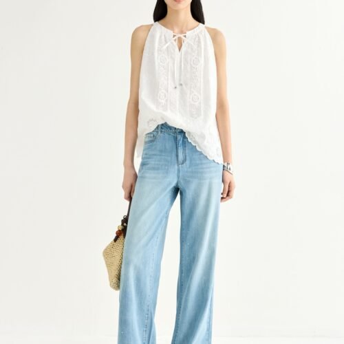Cotton Lace-Embroidered Tank Top