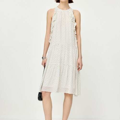 Polka Dot Halter Ruffle Dress
