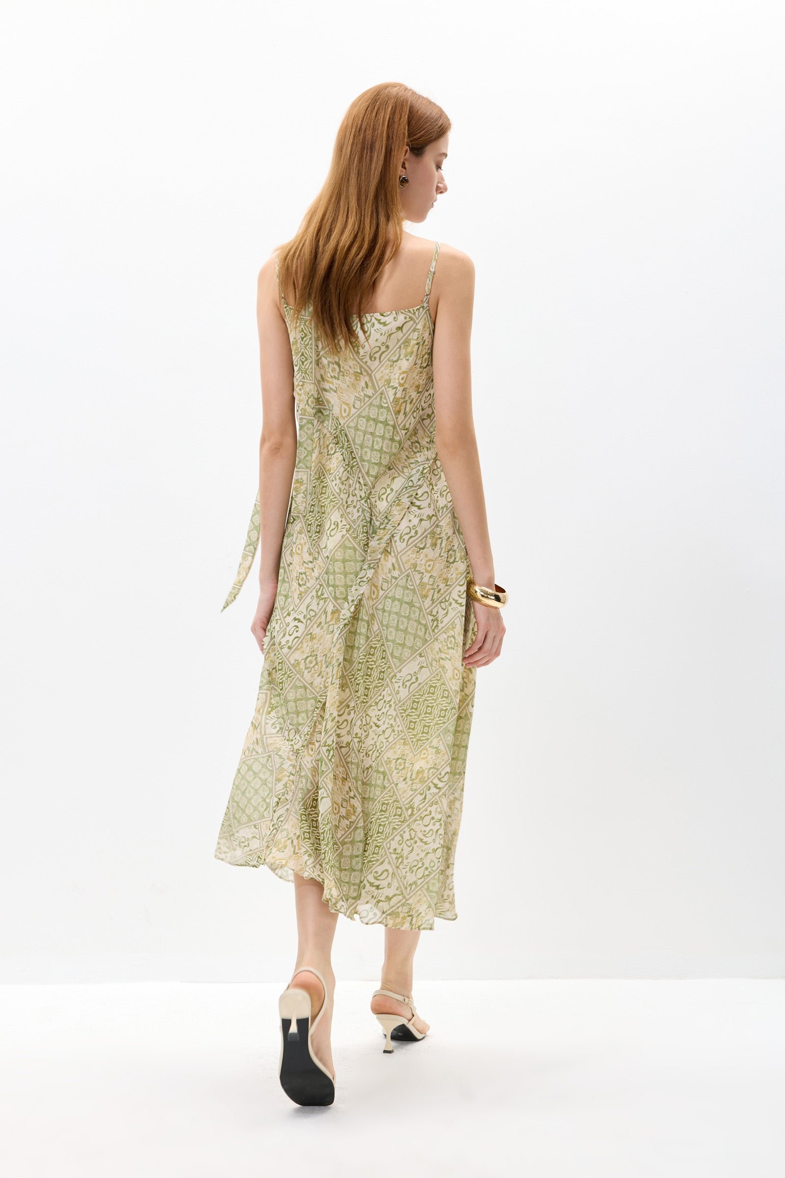 Asymmetric Tie-Strap V-Neck Dress - Image 2