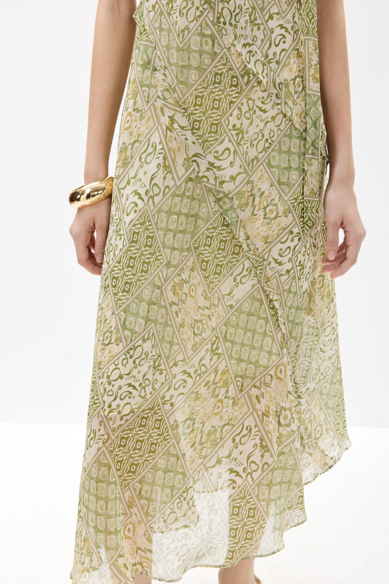 Asymmetric Tie-Strap V-Neck Dress - Image 5