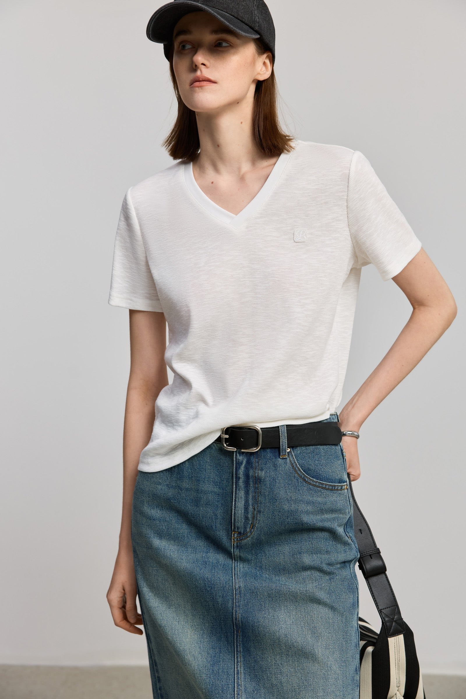 Textured V-Neck Tee - Image 6