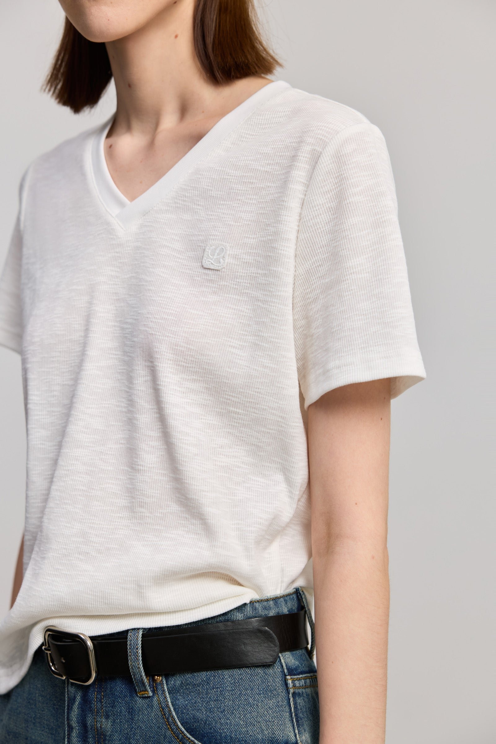 Textured V-Neck Tee - Image 7