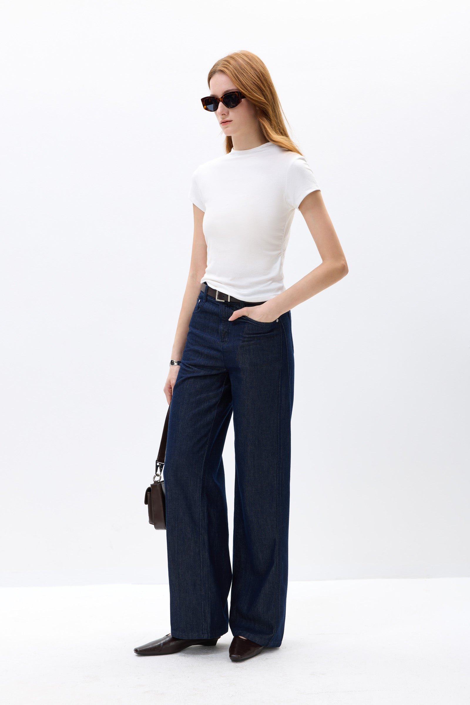 Mock Neck Cap-Sleeve Fitted Tee - Image 3