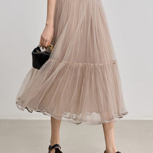 Asymmetric Pleated Midi Skirt