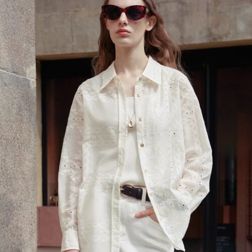 Embroidered Cutwork Shirt Jacket